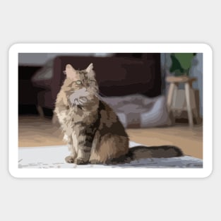 Maine Coon Cat Digital Painting Sticker